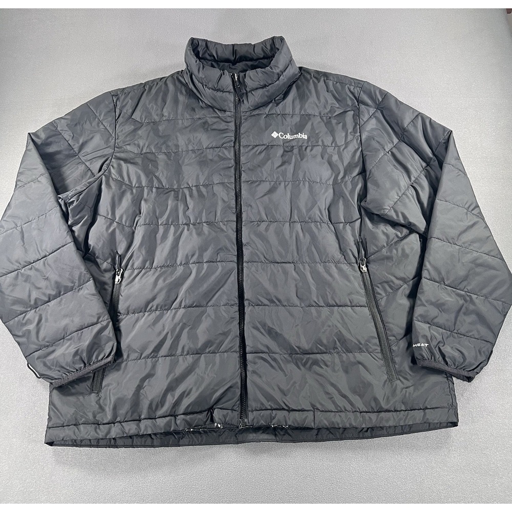 Columbia Omni-Heat Interchange Black Full Zip Puffer Jacket Mens 2XL Insulated